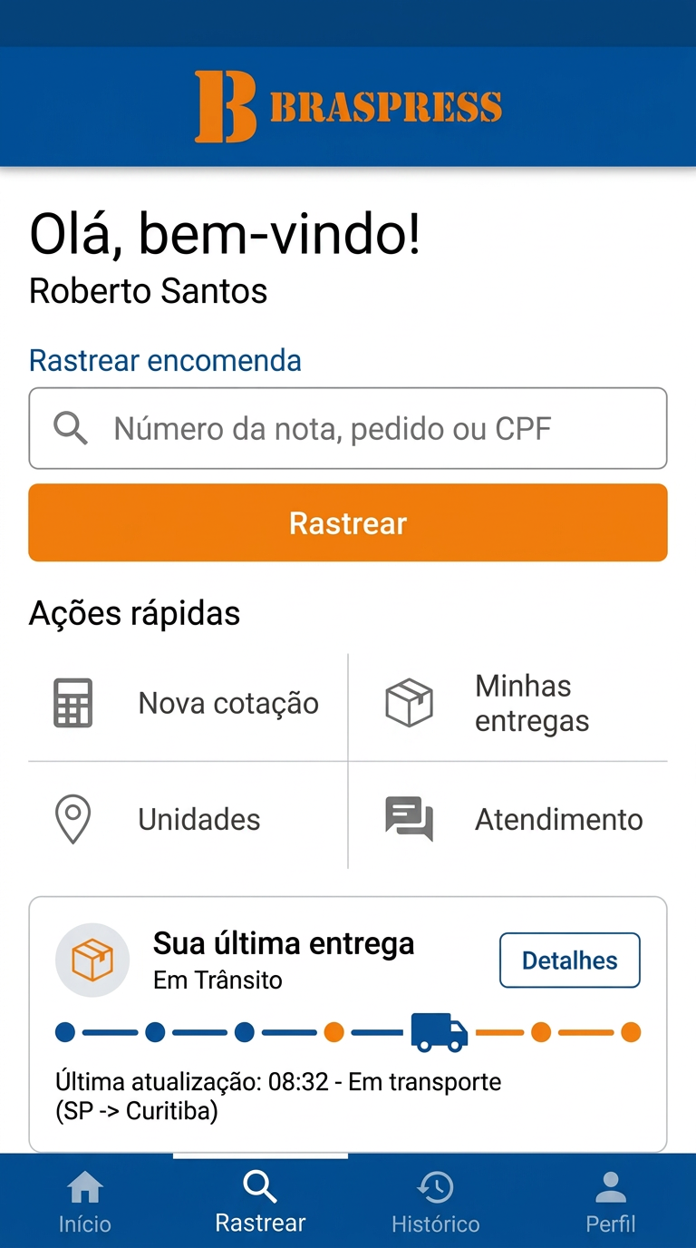 Tela 1 do aplicativo Braspress
