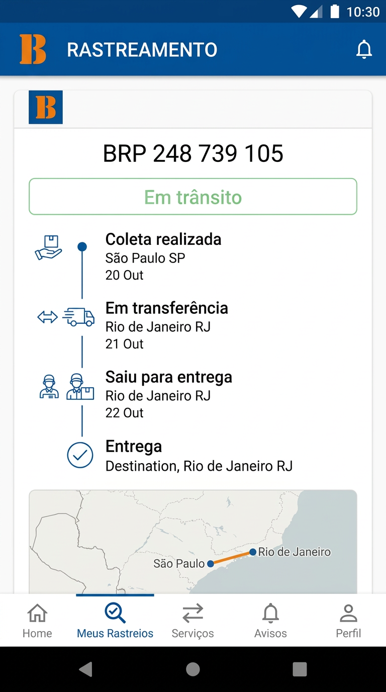 Tela 2 do aplicativo Braspress